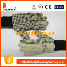 Cotton Drill Canvas Glove with Black Dots on Palm